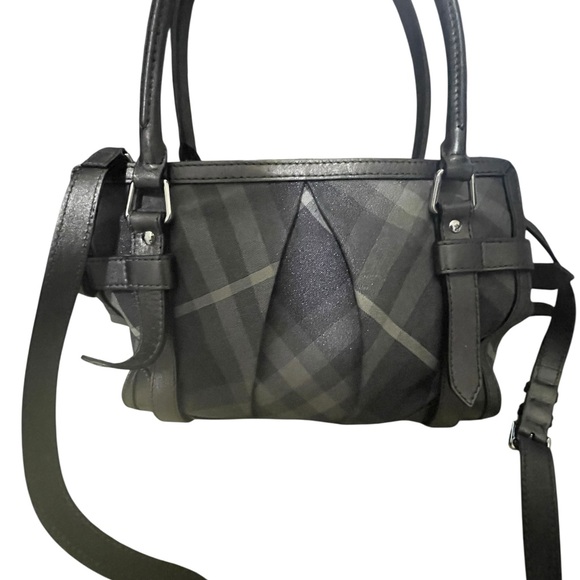 Burberry Handbags - Burberry Simmer Check Satchel in Pewter